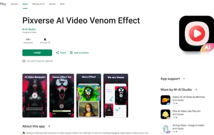 Pixverse AI Video Venom Effect
